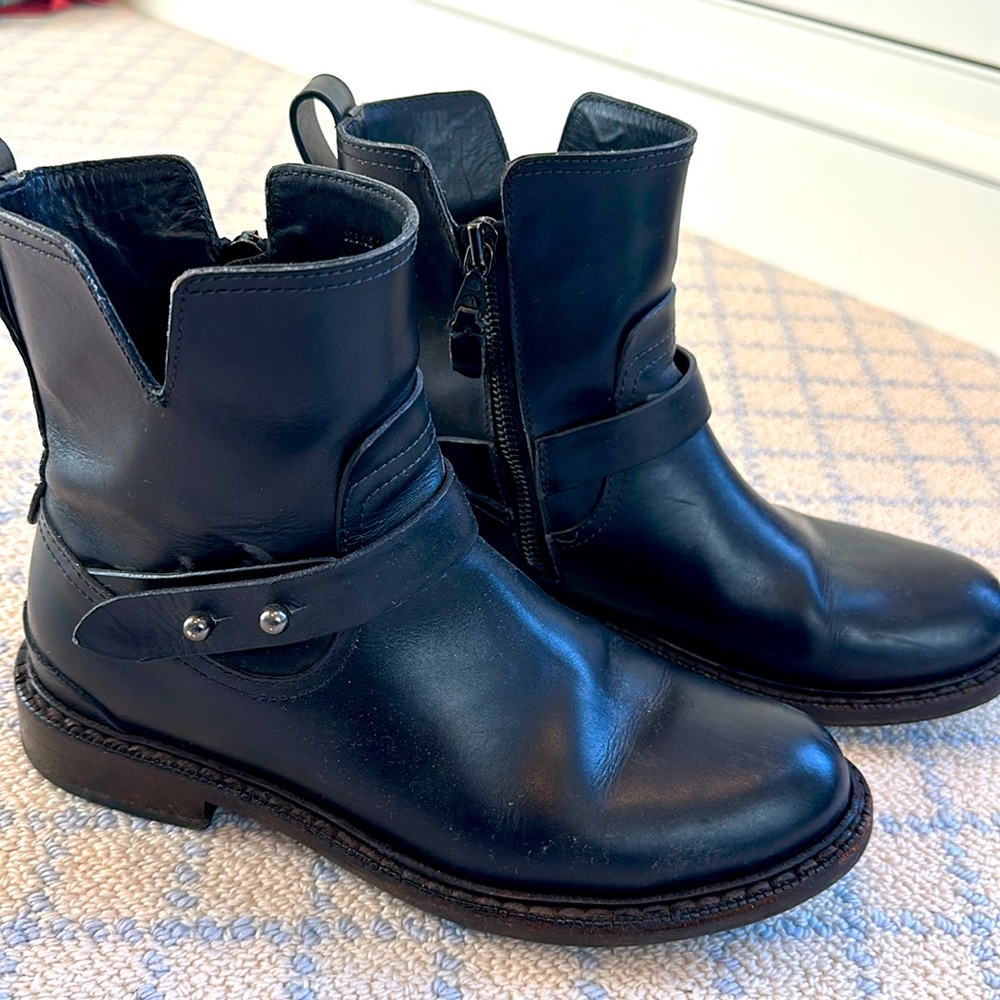 Rag & Bone Leather Ankle Moto Boots Black size 36.5